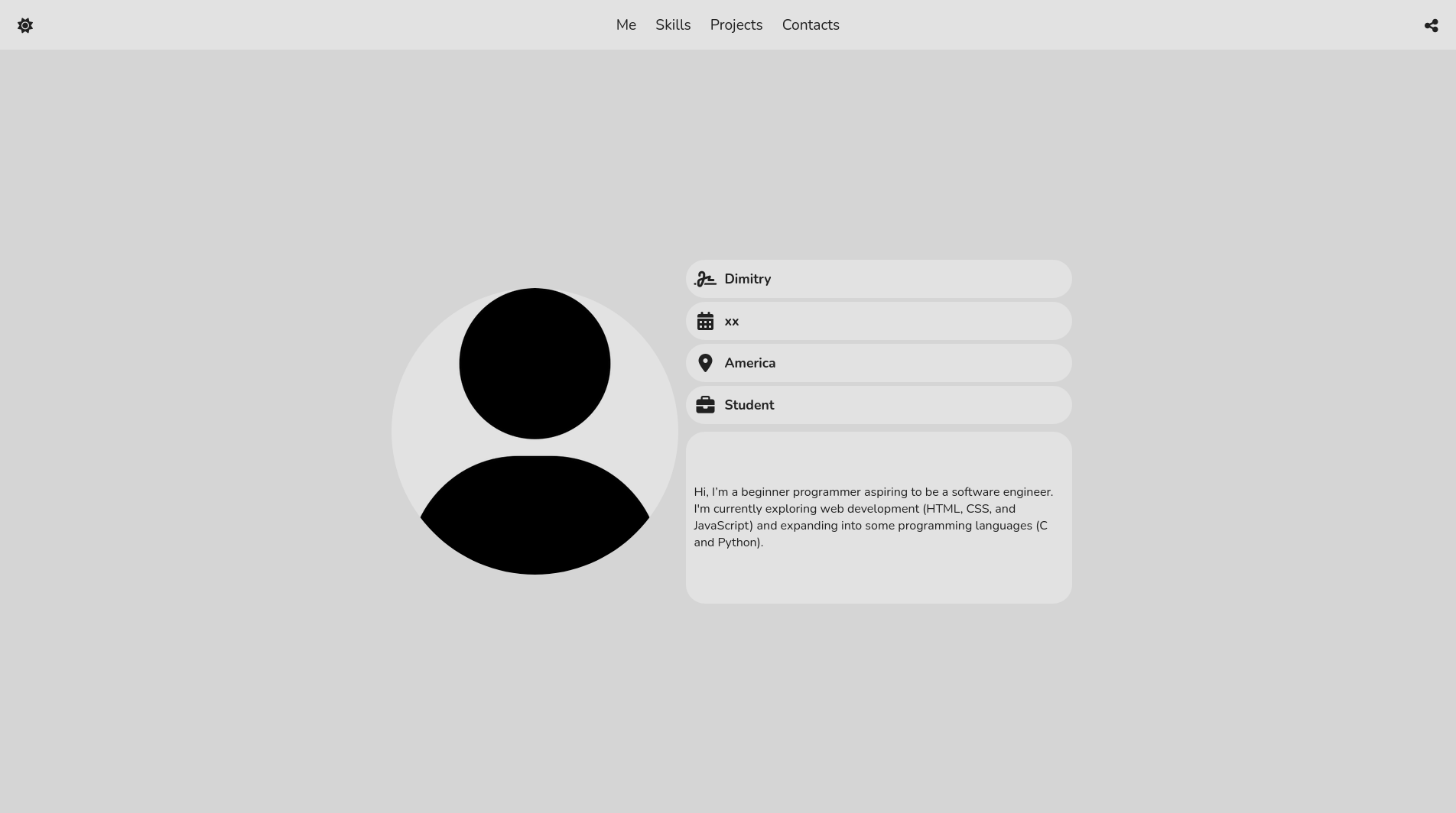 Screenshot of Personal Website